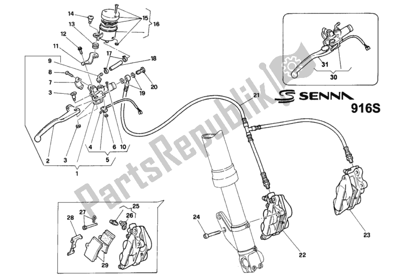 Todas las partes para Sistema De Freno Delantero de Ducati Superbike 916 Senna 1996